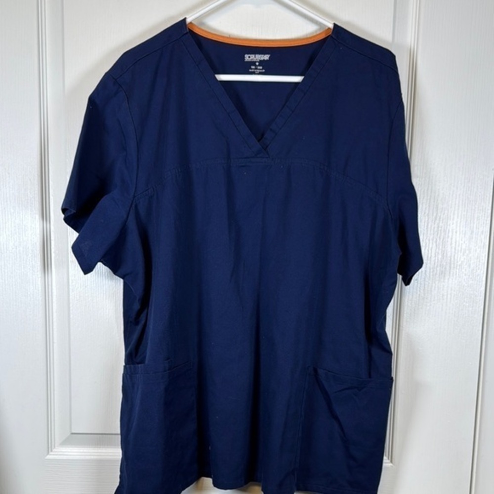 Scrubstar Navy Blue Scrub V-Neck Top Pharmacist Doctor Nurse Size 2XL EUC #5516